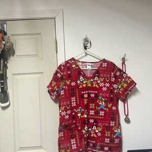 Disney Christmas scrub top